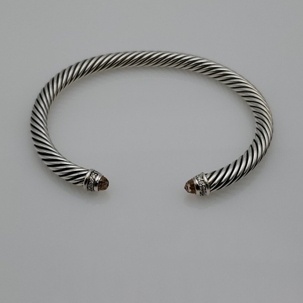 David Yurman 5mmClassic Cable Morganite Bracelet With Diamond